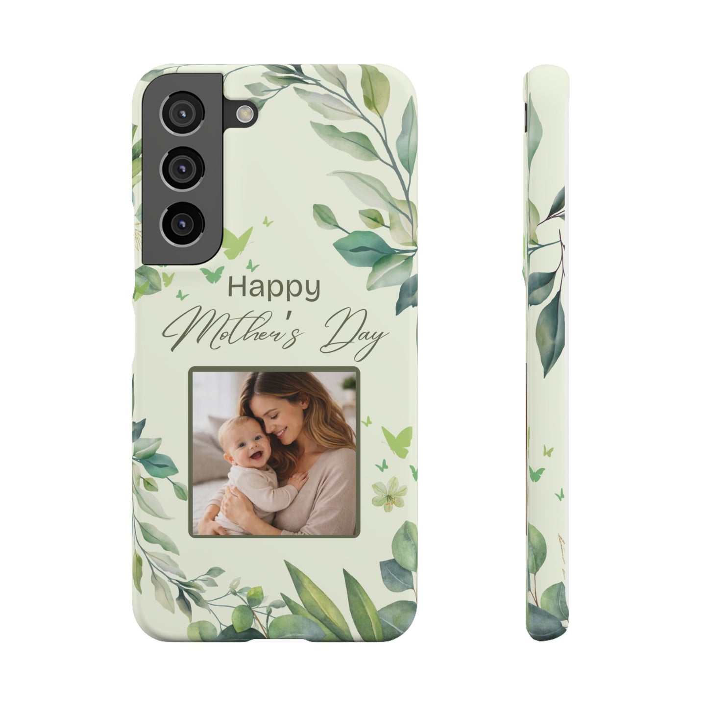 Samsung Galaxy Personalised Mothers Day  Case - Custom Photo Sage Green Botanical Cover