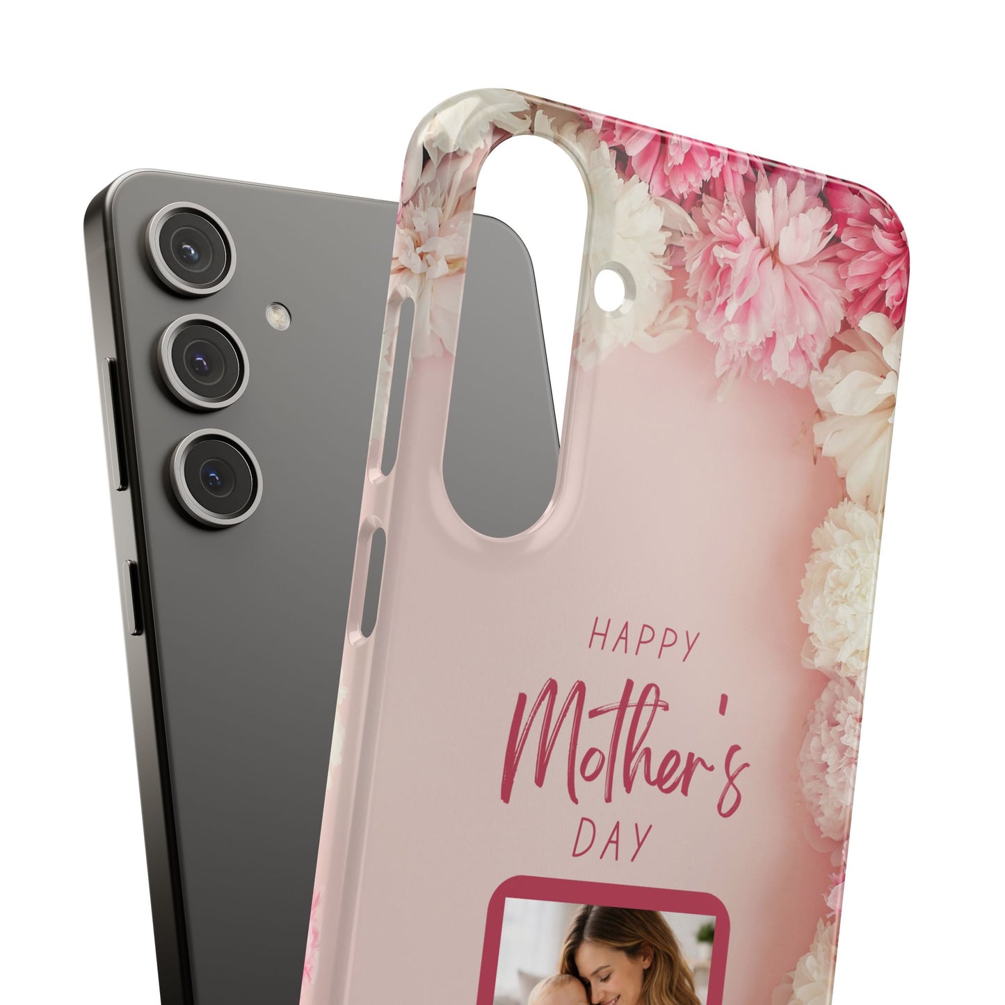 Samsung Galaxy Personalised Mothers Day Case - Custom Photo Pink Floral Cover
