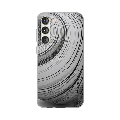 Warped Fine Line Pattern Phone Case - Minimal Black on White Optical Design