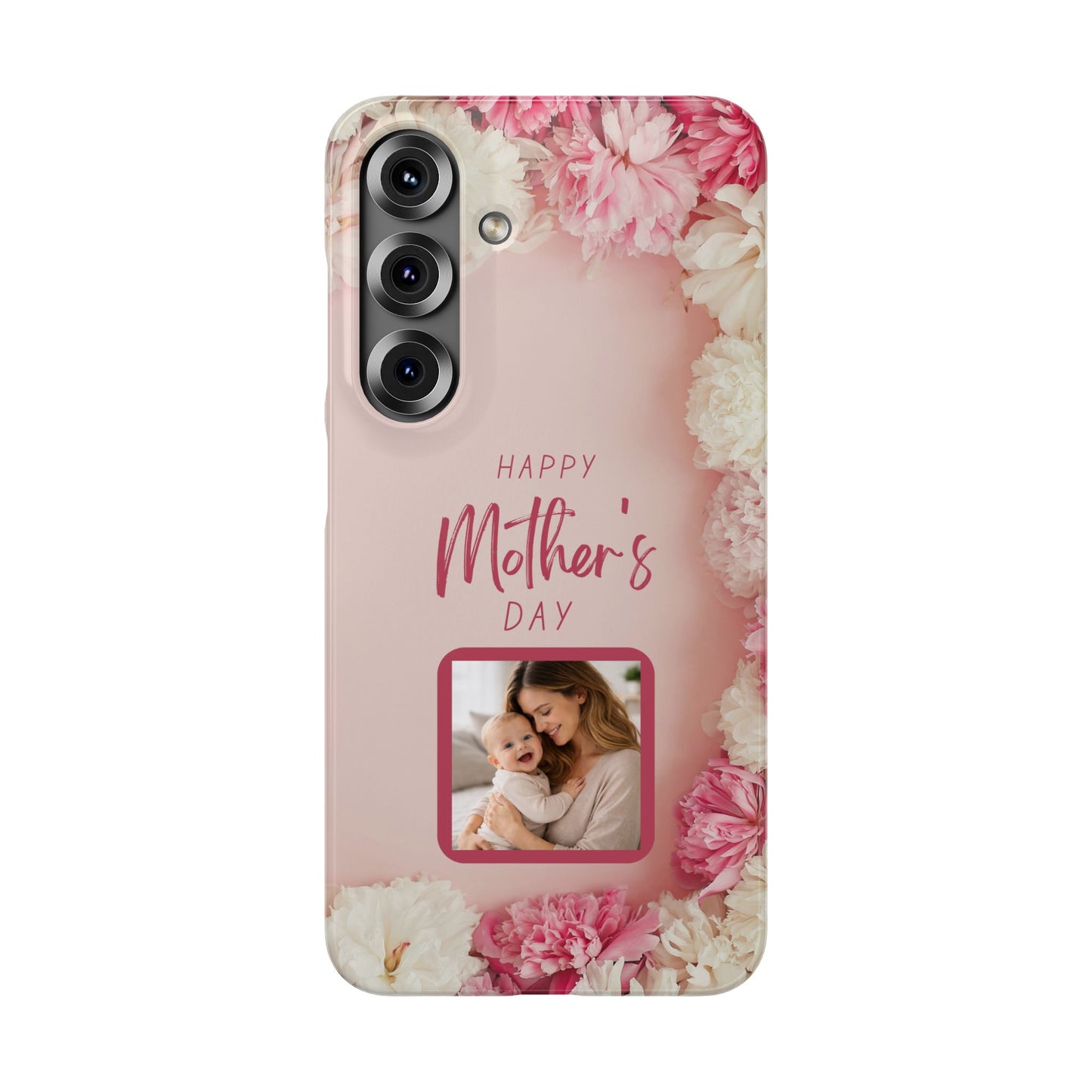 Samsung Galaxy Personalised Mothers Day Case - Custom Photo Pink Floral Cover