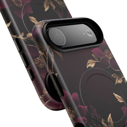 Velvet Noir Floral iPhone Case - Premium MagSafe Protective Cover