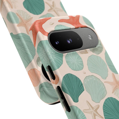 Google Pixel Case - Coastal Seashells and Starfish Pattern