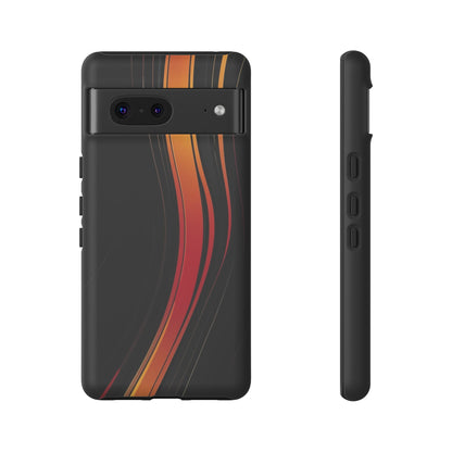 Google Pixel Case - Flame Streak Matte Design | Sleek Black Orange Gradient Phone Cover