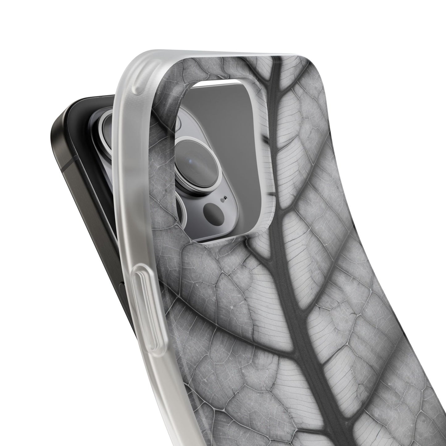 Macro Leaf Vein Pattern Phone Case - Elegant Monochrome Nature Design
