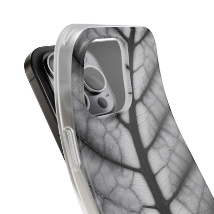 Macro Leaf Vein Pattern Phone Case - Elegant Monochrome Nature Design