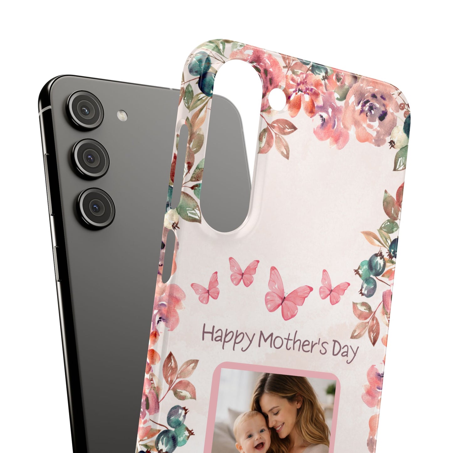 Samsung Galaxy Personalised Mothers Day Case - Custom Photo Watercolour Floral Cover