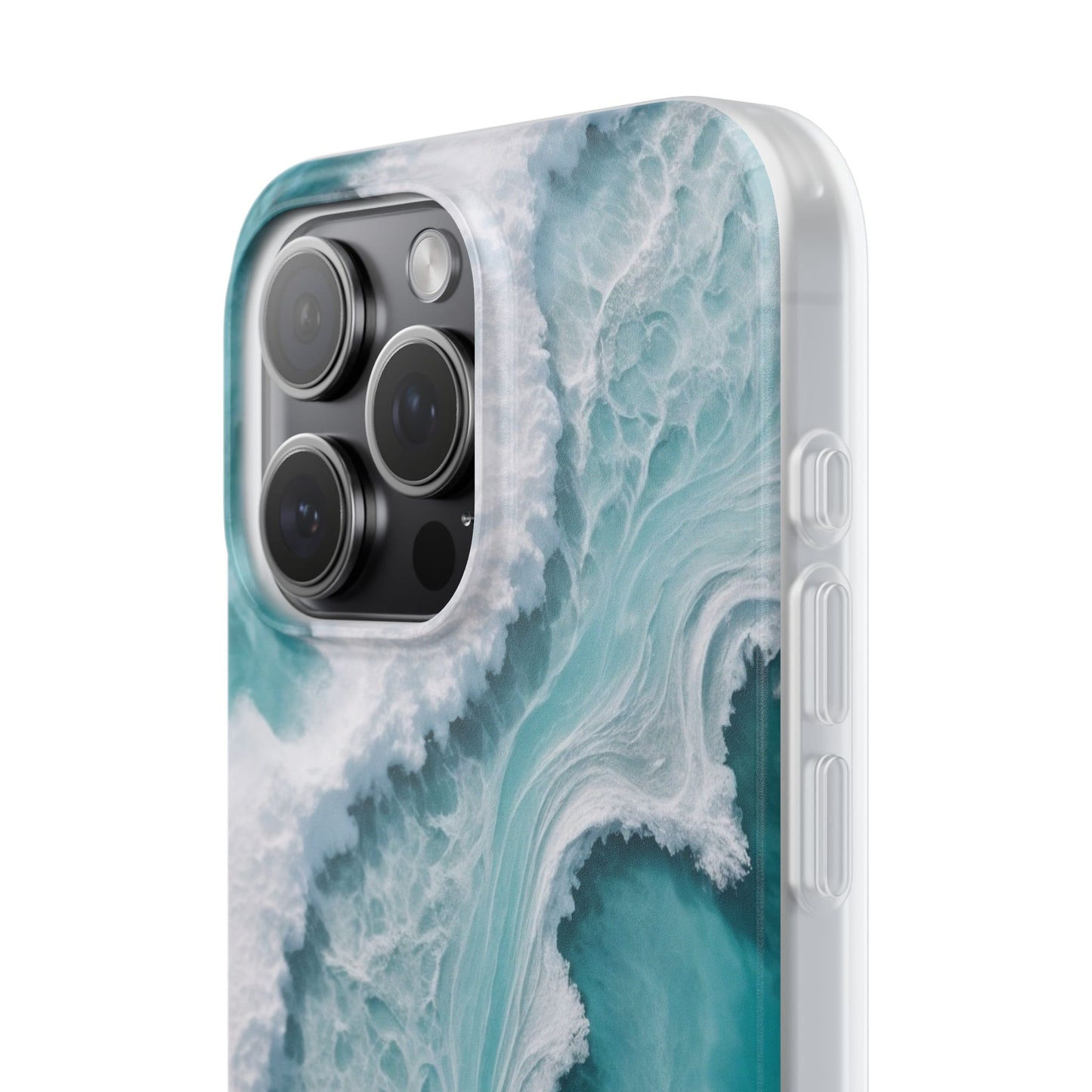 Ocean Foam Pattern Phone Case - Turquoise & White Coastal Style