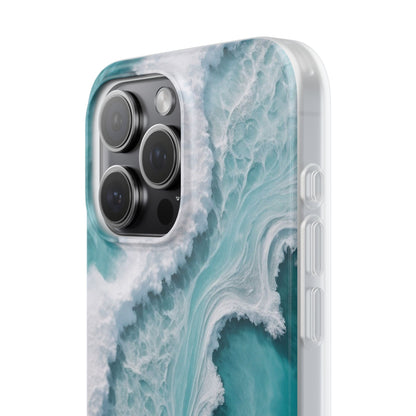 Ocean Foam Pattern Phone Case - Turquoise & White Coastal Style