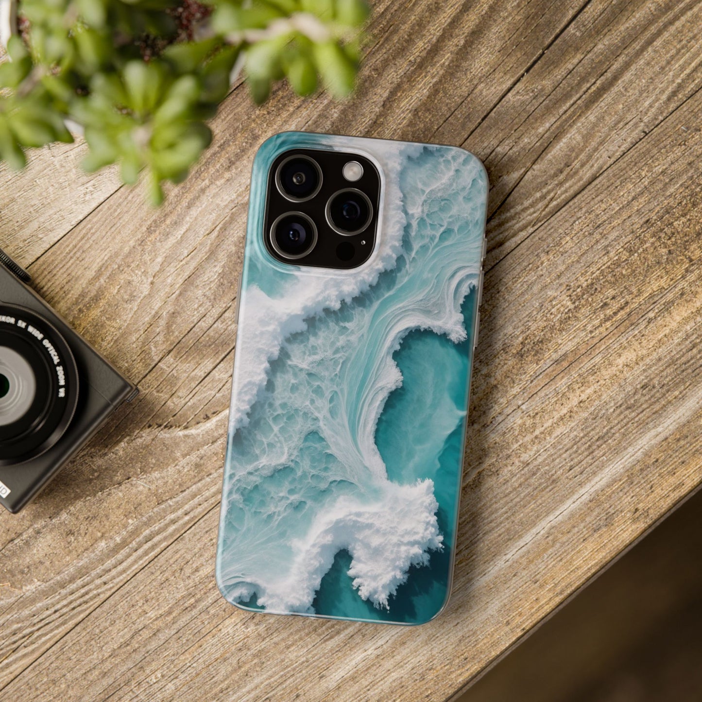 Ocean Foam Pattern Phone Case - Turquoise & White Coastal Style
