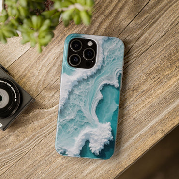 Ocean Foam Pattern Phone Case - Turquoise & White Coastal Style