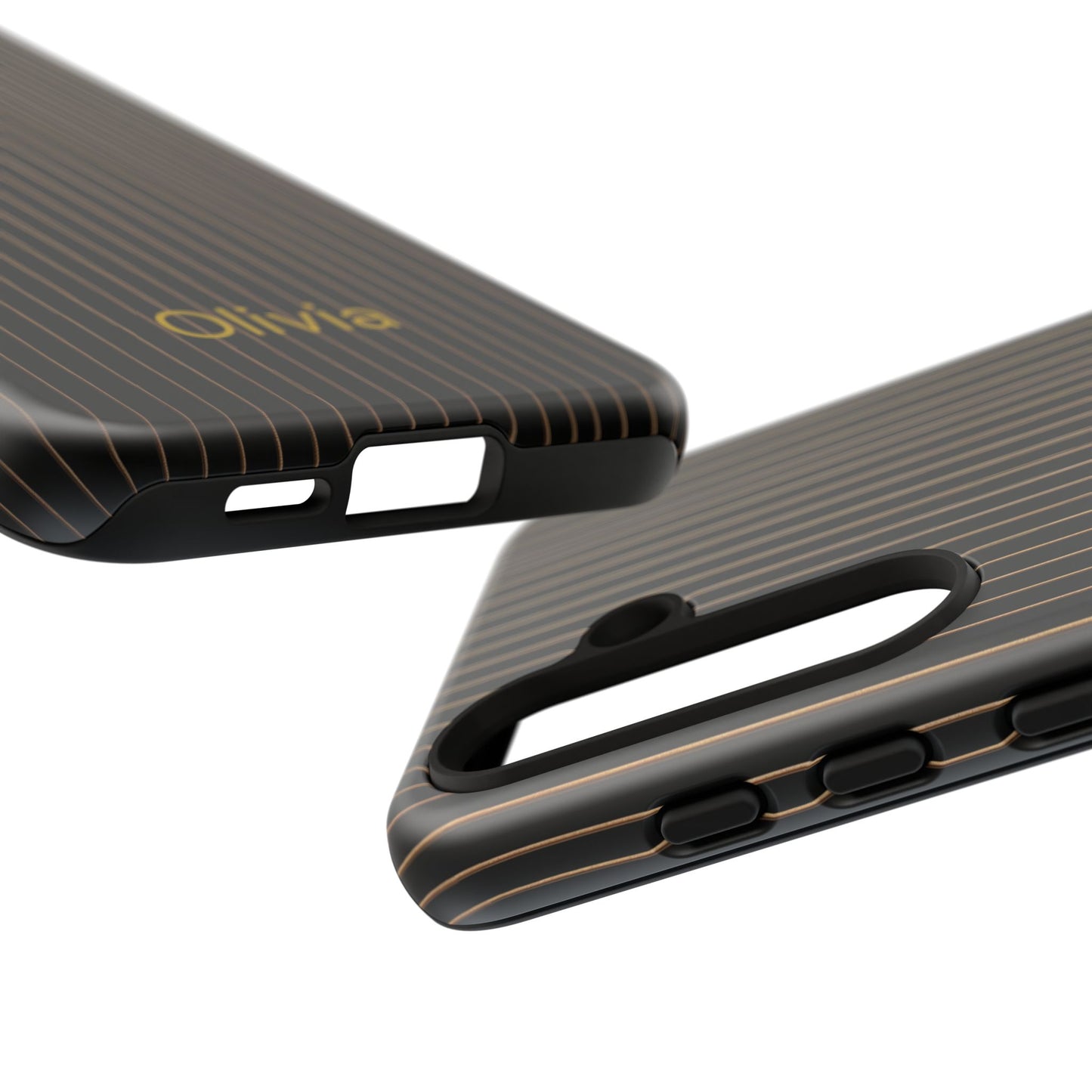 Samsung Galaxy Personalised Black Pinstripe Phone Case - Custom Name Matte Tough Protective Cover
