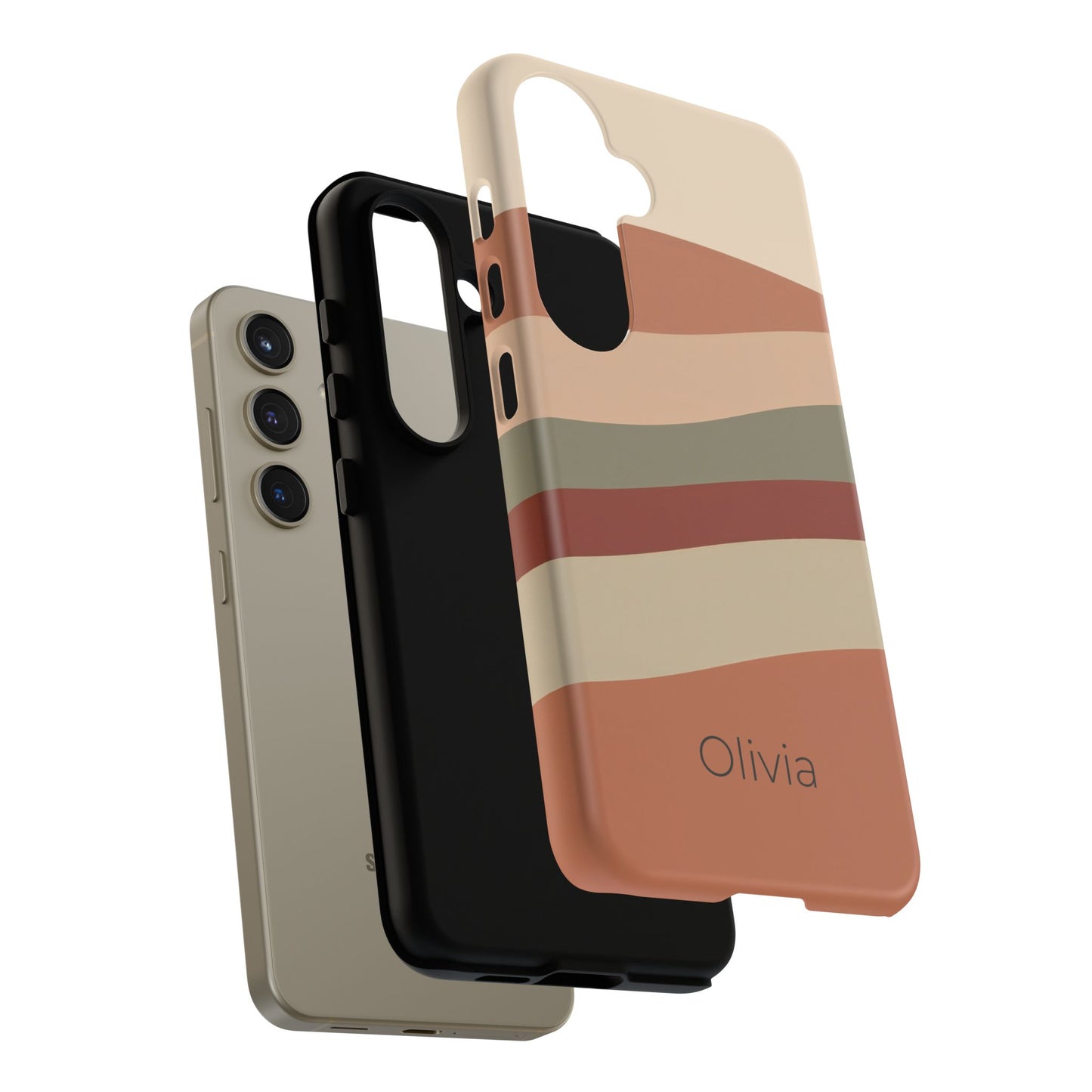 Samsung Galaxy Personalised Wave Stripe Phone Case - Custom Name Matte Tough Protective Cover