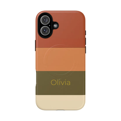 Personalised Custom Name iPhone MagSafe Case - Terracotta Stripe