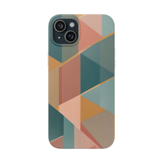 Geometric Overlap Shapes Phone Case - Mustard, Coral & Teal Modern Art