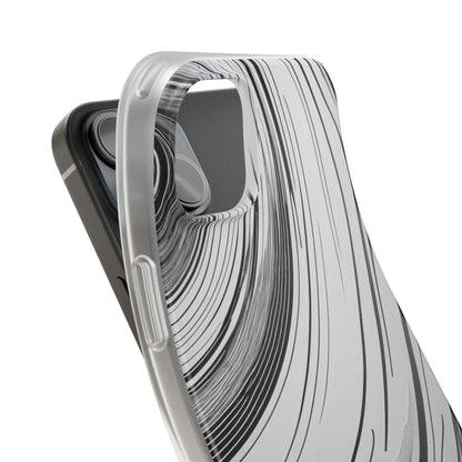 Warped Fine Line Pattern Phone Case - Minimal Black on White Optical Design