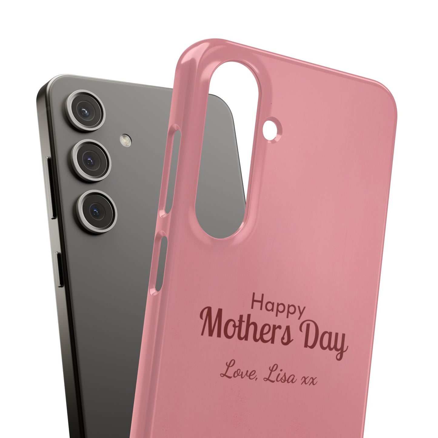 Samsung Galaxy Personalised Mothers Day Case - Pink Tulip Floral Design with Custom Name
