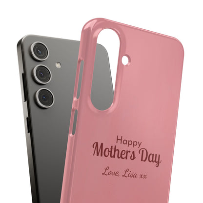 Samsung Galaxy Personalised Mothers Day Case - Pink Tulip Floral Design with Custom Name