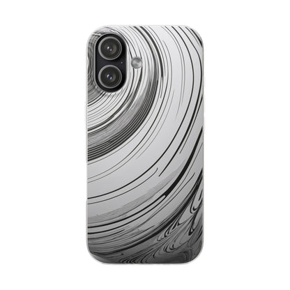 Warped Fine Line Pattern Phone Case - Minimal Black on White Optical Design