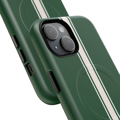 British Racing Green Stripe iPhone Case – Shockproof MagSafe® Compatible Cover