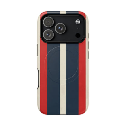 Retro Monaco Stripe Matte iPhone Case - Shockproof MagSafe® Compatible Cover