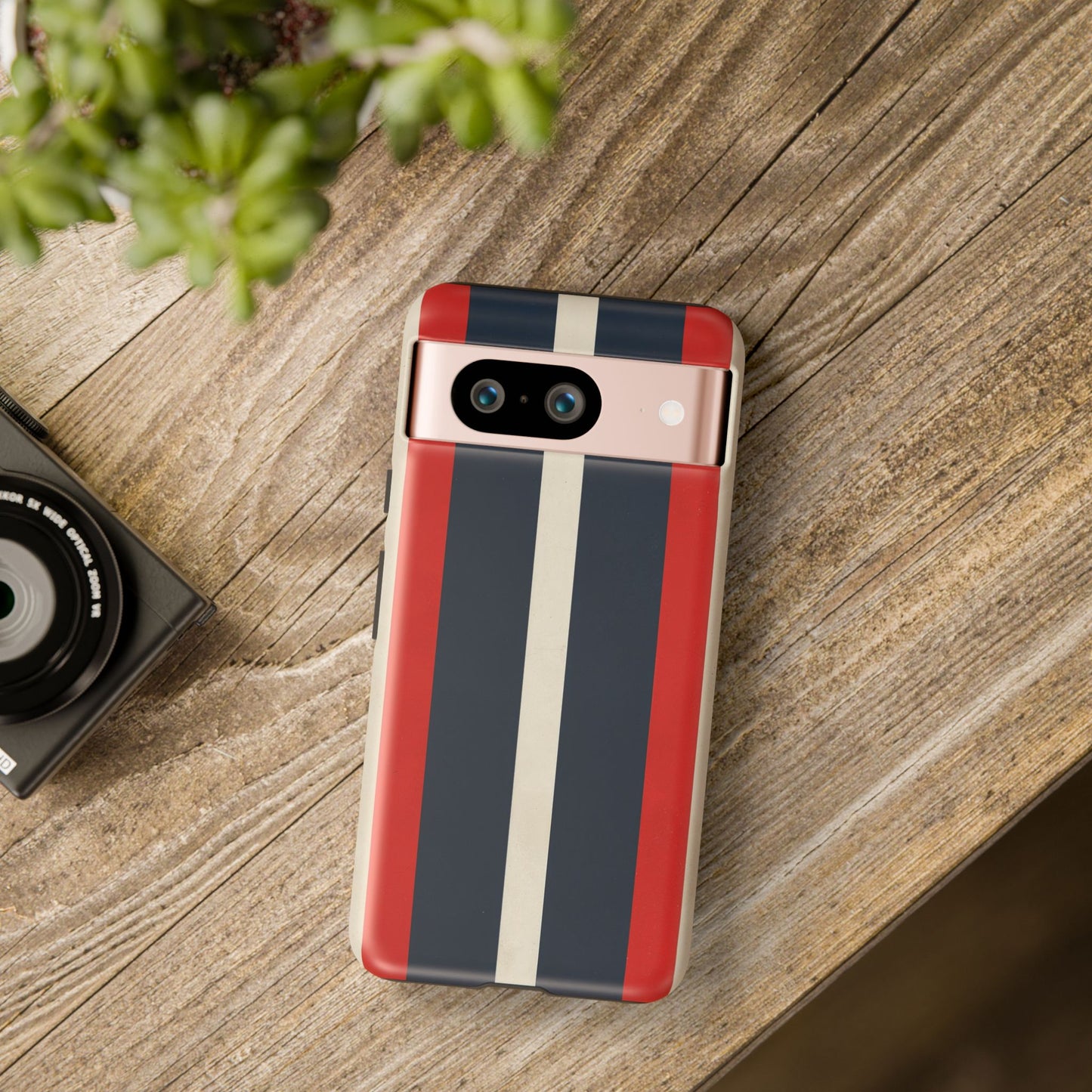 Google Pixel Case - Retro Racing Monaco Stripe | Vintage Motorsport Phone Cover in Red Navy White