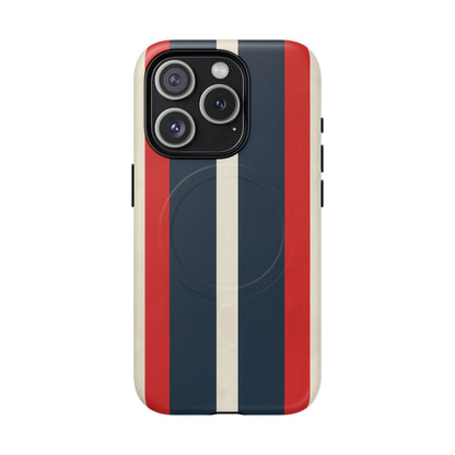 Retro Monaco Stripe Matte iPhone Case - Shockproof MagSafe® Compatible Cover