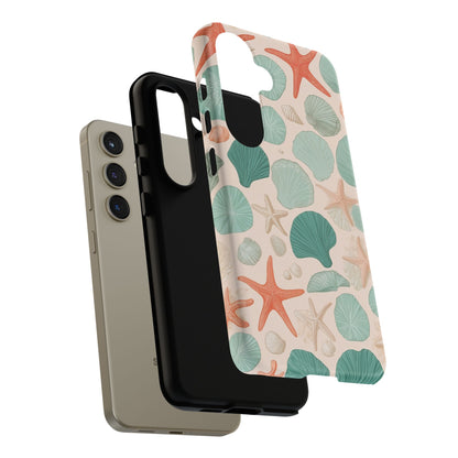 Samsung Galaxy Seashell Pattern Phone Case - Coastal Beach Matte Tough Protective Cover