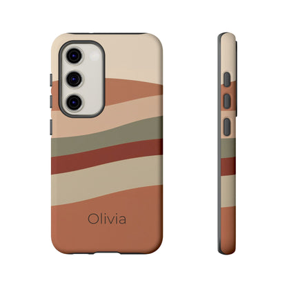 Samsung Galaxy Personalised Wave Stripe Phone Case - Custom Name Matte Tough Protective Cover