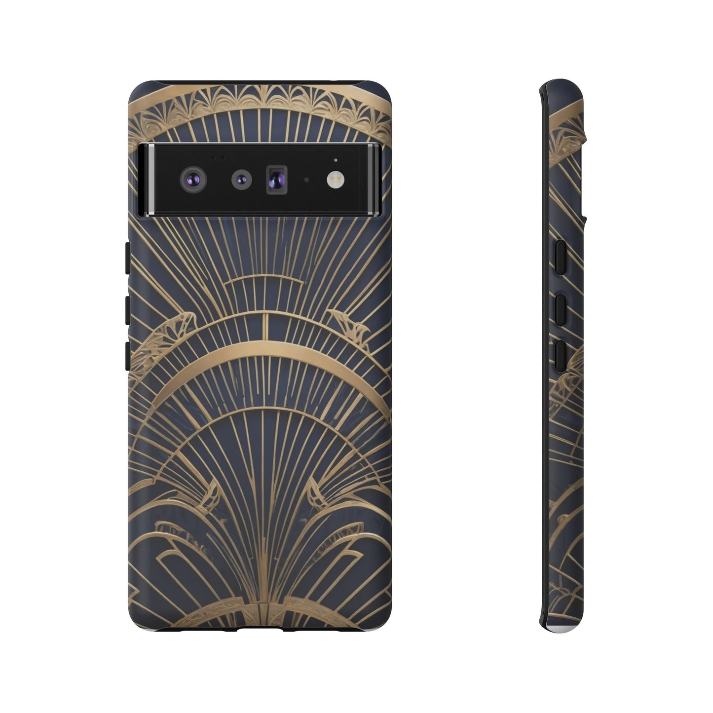 Google Pixel Case - Gatsby Art Deco Gold Fan Design Matte Finish