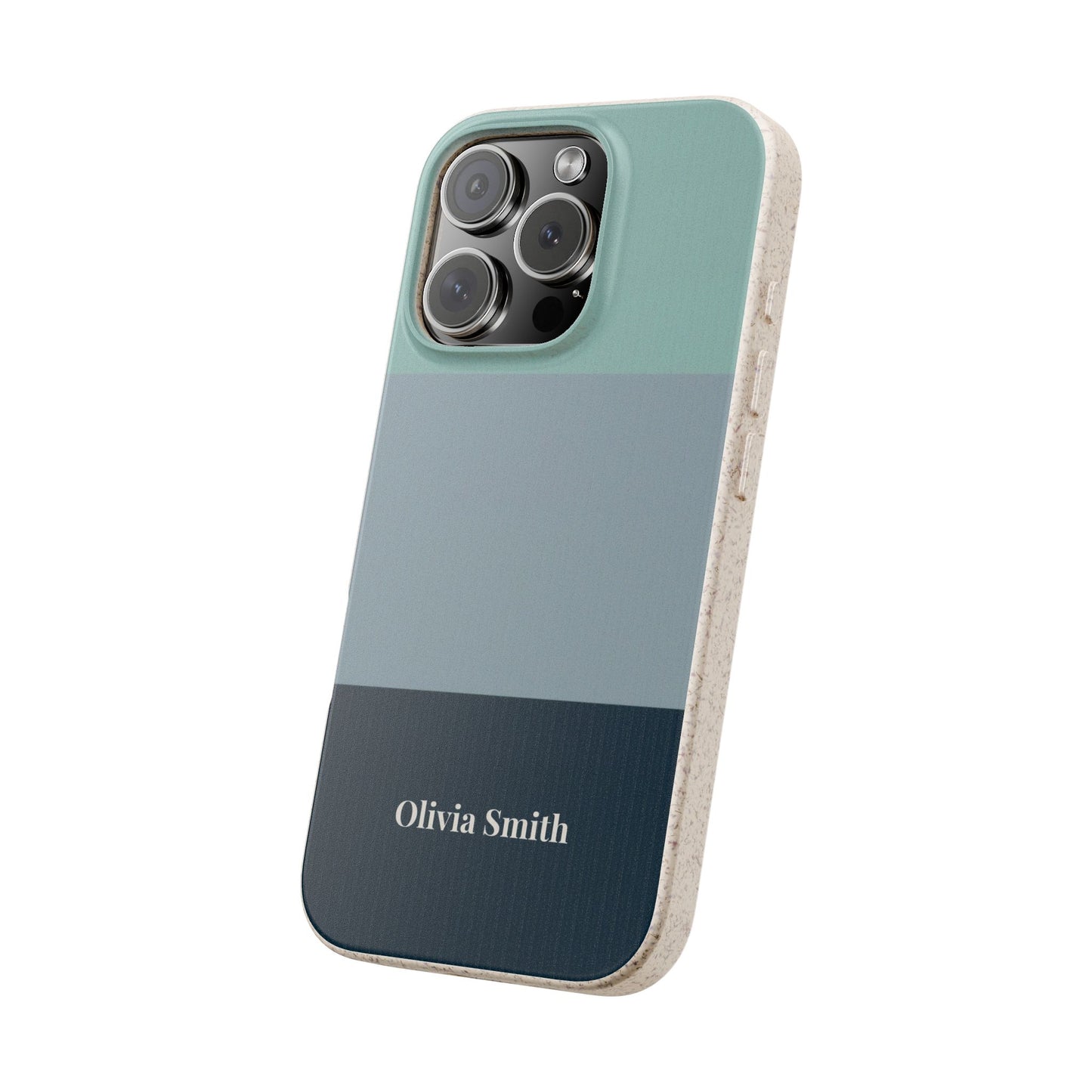 Personalised Eco-friendly iPhone Case - Custom Name Phone Case - Minimal Colour Block Design