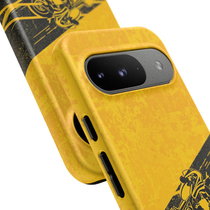 Google Pixel Case - Retro Motorcycle Rider Yellow