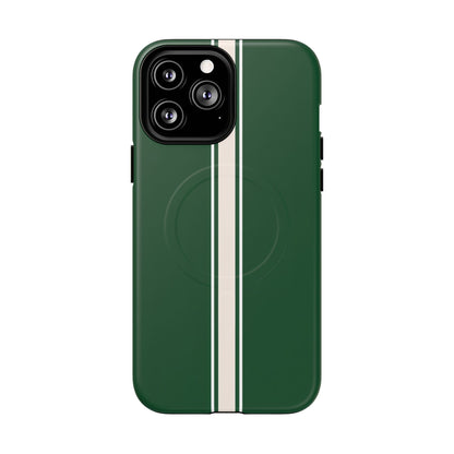 British Racing Green Stripe iPhone Case – Shockproof MagSafe® Compatible Cover