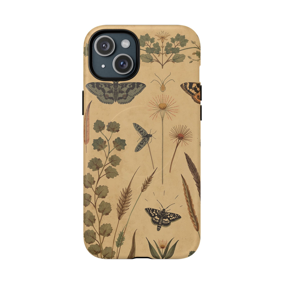 British Moth Trap Garden iPhone Case – Vintage Botanical Night Design