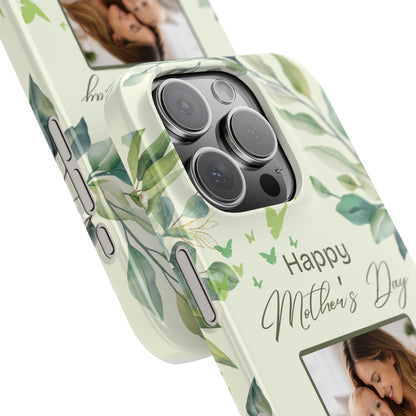 Personalised Mother’s Day iPhone Case - Custom Sage Green Botanical Photo Cover