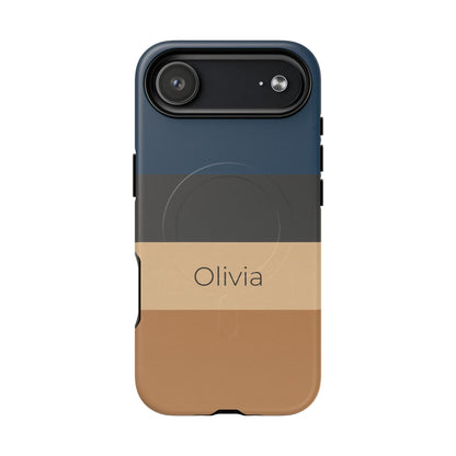 Personalised Custom Name iPhone MagSafe Case - Sandstone Stripe