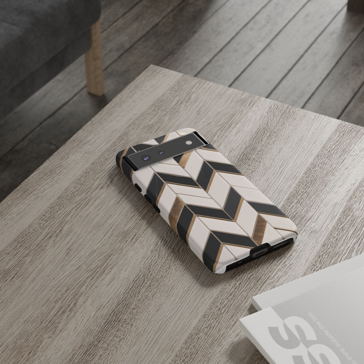 Google Pixel Case - Luxe Chevron Marble Pattern