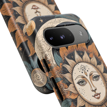 Google Pixel Case - Celestial Sun and Moon Boho Design