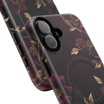 Velvet Noir Floral iPhone Case - Premium MagSafe Protective Cover