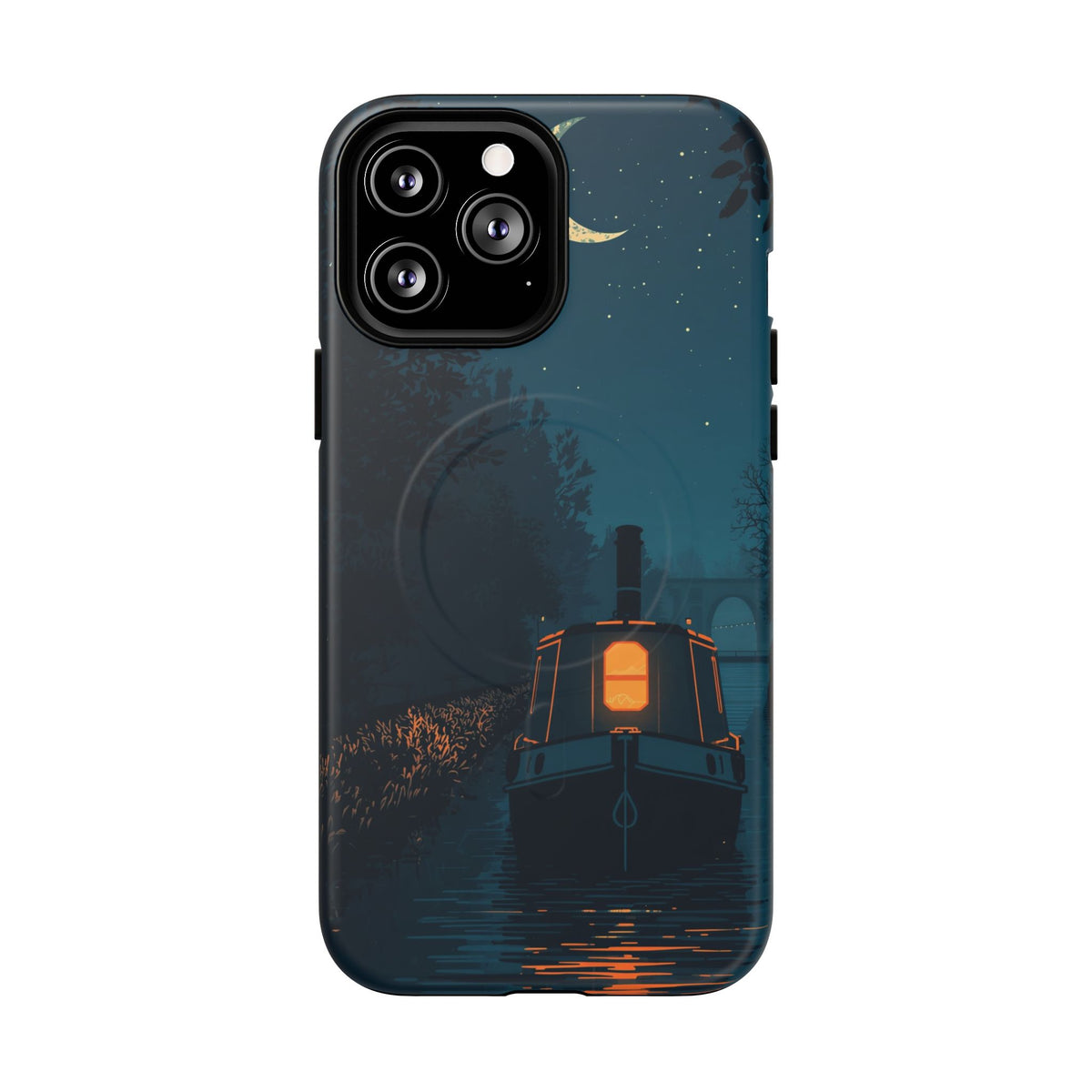 iPhone Night Narrowboat Canal Premium MagSafe Case