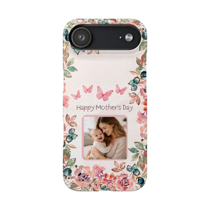 Personalised Mothers Day iPhone Case - Custom Watercolour Floral Photo Cover