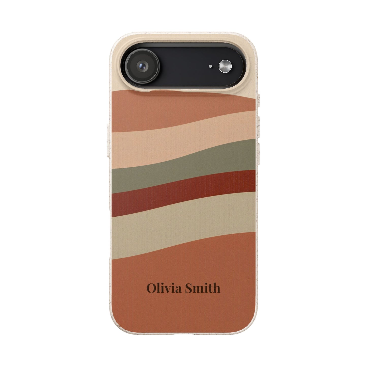 Personalised Eco-Friendly iPhone Case - Biodegradable Custom Name Phone Case - Retro Wave Design