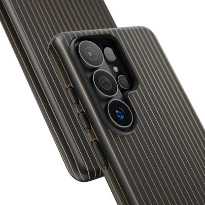 Samsung Galaxy Personalised Black Pinstripe Phone Case - Custom Name Matte Tough Protective Cover