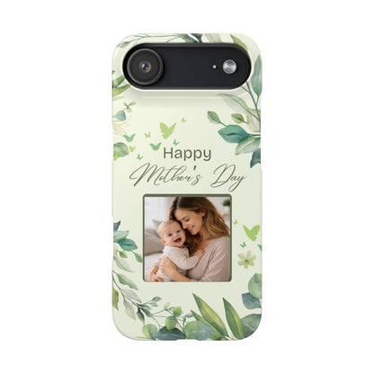 Personalised Mother’s Day iPhone Case - Custom Sage Green Botanical Photo Cover