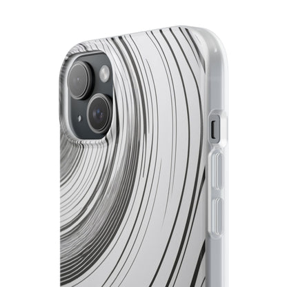 Warped Fine Line Pattern Phone Case - Minimal Black on White Optical Design