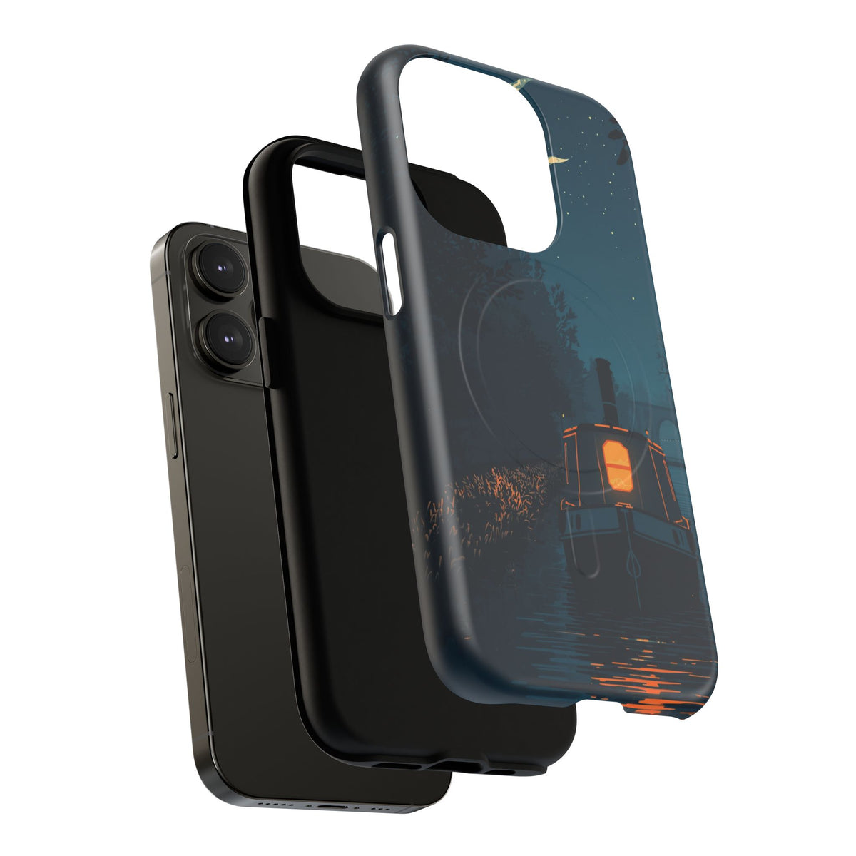 iPhone Night Narrowboat Canal Premium MagSafe Case