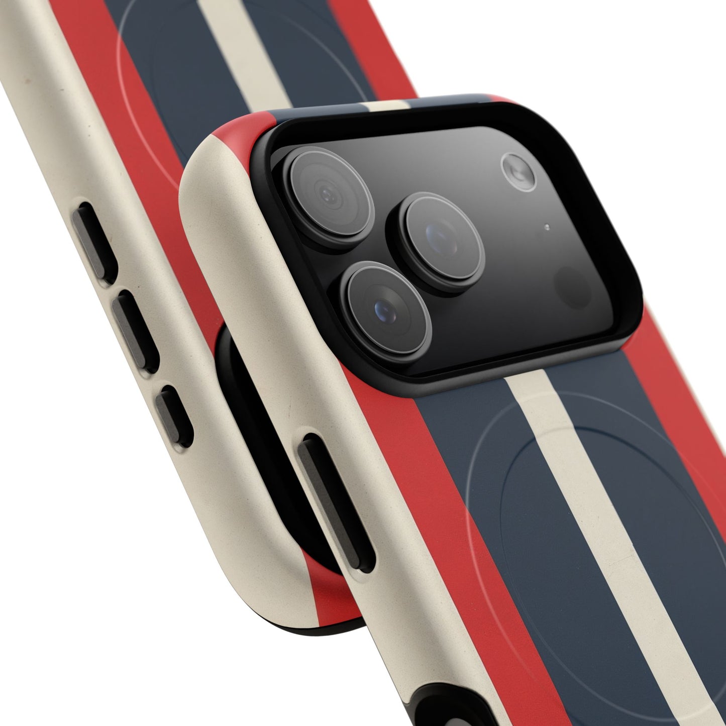 Retro Monaco Stripe Matte iPhone Case - Shockproof MagSafe® Compatible Cover