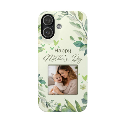 Personalised Mother’s Day iPhone Case - Custom Sage Green Botanical Photo Cover