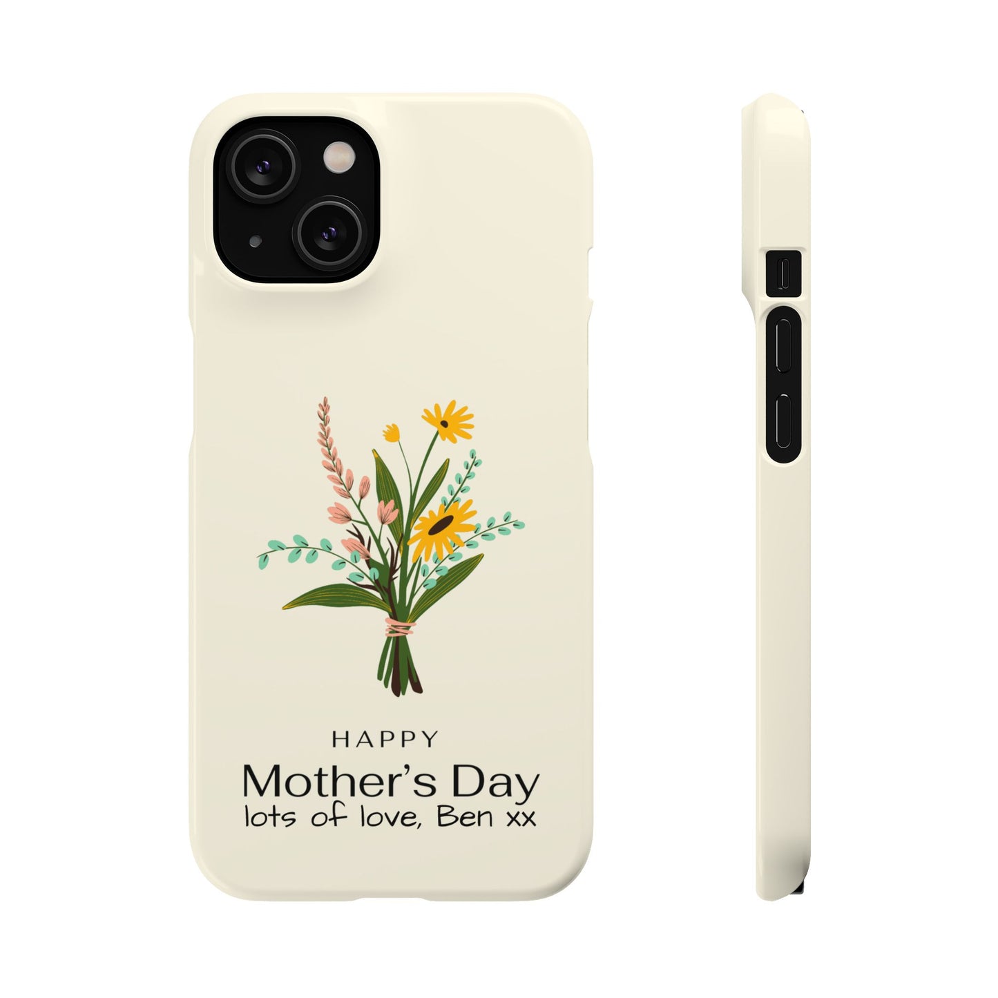 Personalised Mothers Day iPhone Case - Minimal Floral Bouquet Design - Custom Message