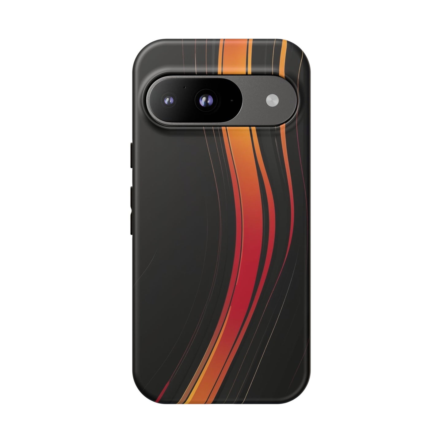 Google Pixel Case - Flame Streak Matte Design | Sleek Black Orange Gradient Phone Cover