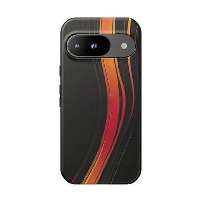 Google Pixel Case - Flame Streak Matte Design | Sleek Black Orange Gradient Phone Cover
